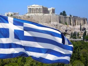 Greek Flag with Acropolis